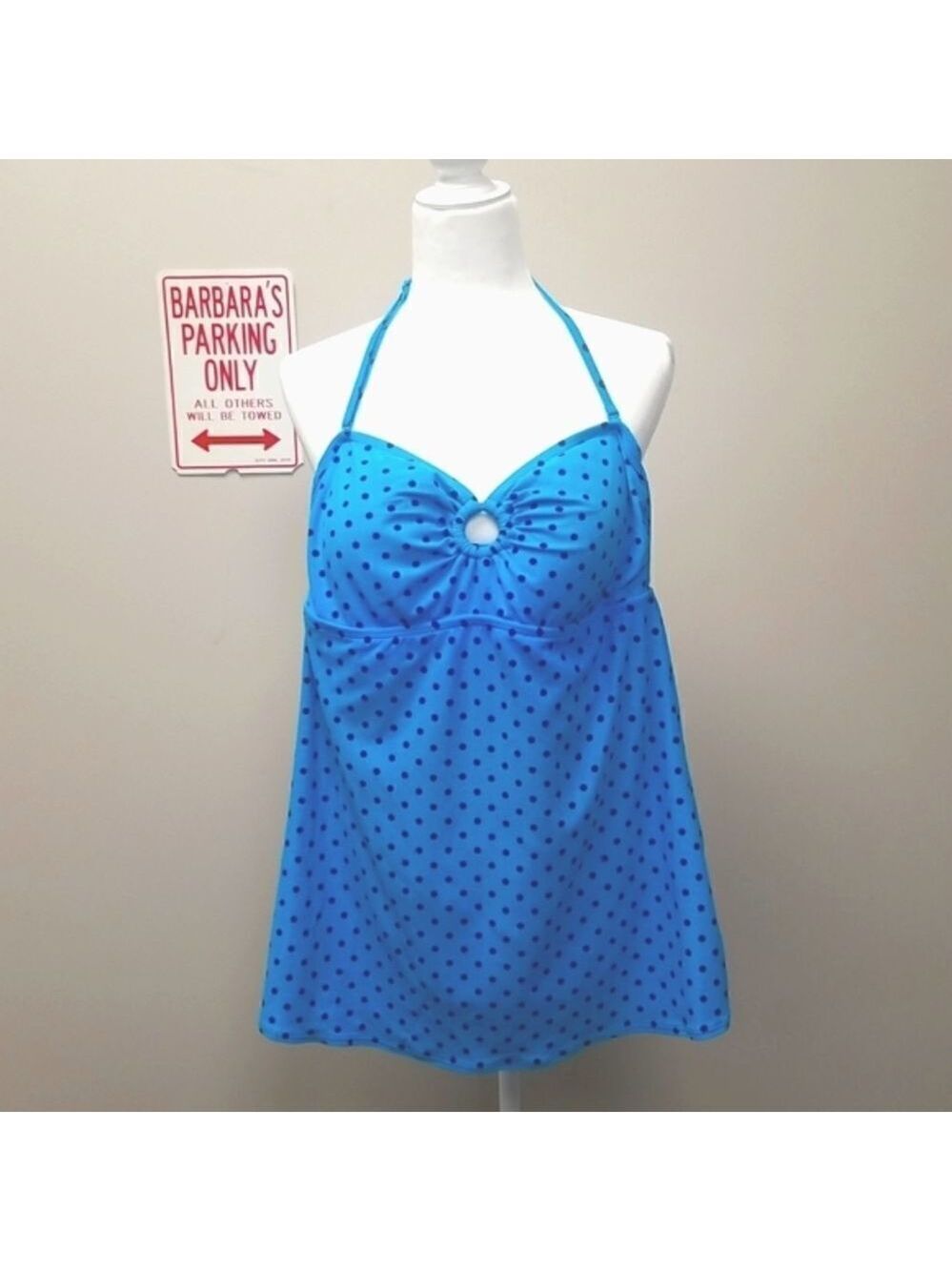 DKNY ONE PIECE SWIMSUIT BLUE WITH POLKA DOTS SZ 12
